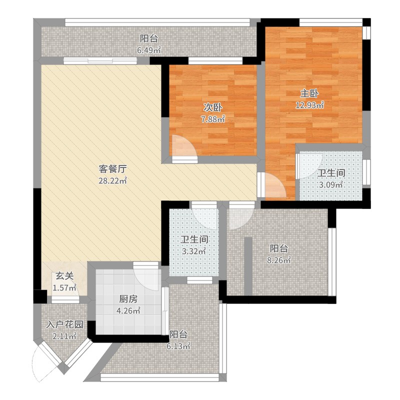 中国户型大全 宜宾 塞纳国际 2室2厅2卫1厨 100-130㎡  saina 建筑