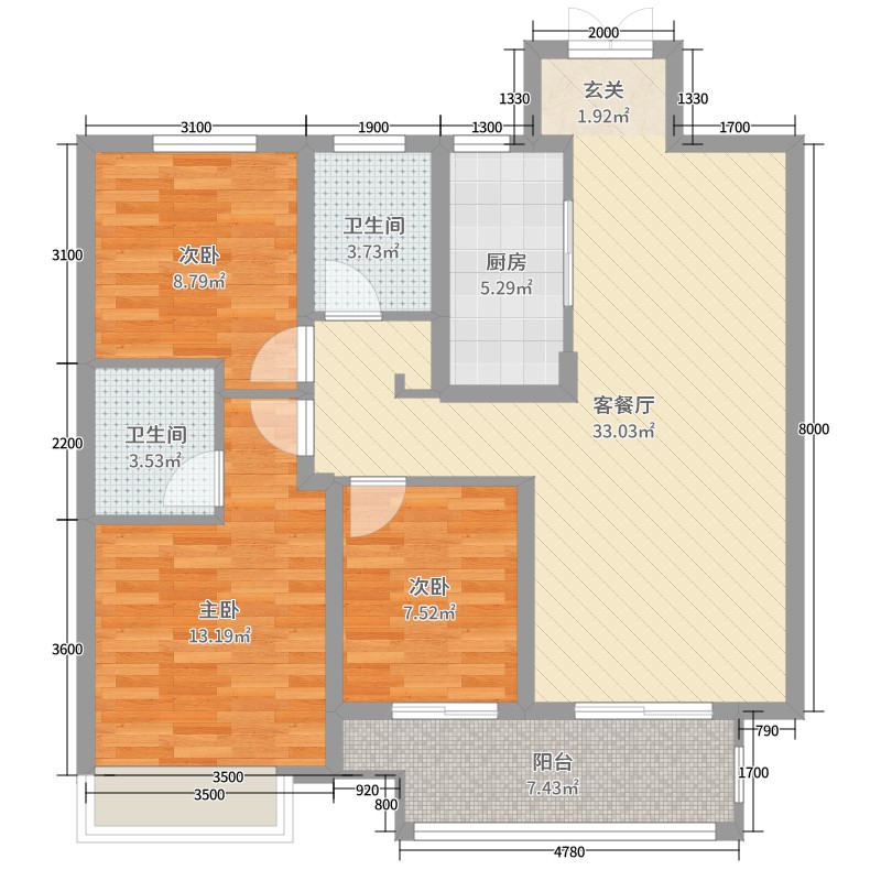 中国户型大全 三门峡 建业城 3室2厅2卫1厨 100-130㎡  136****3730