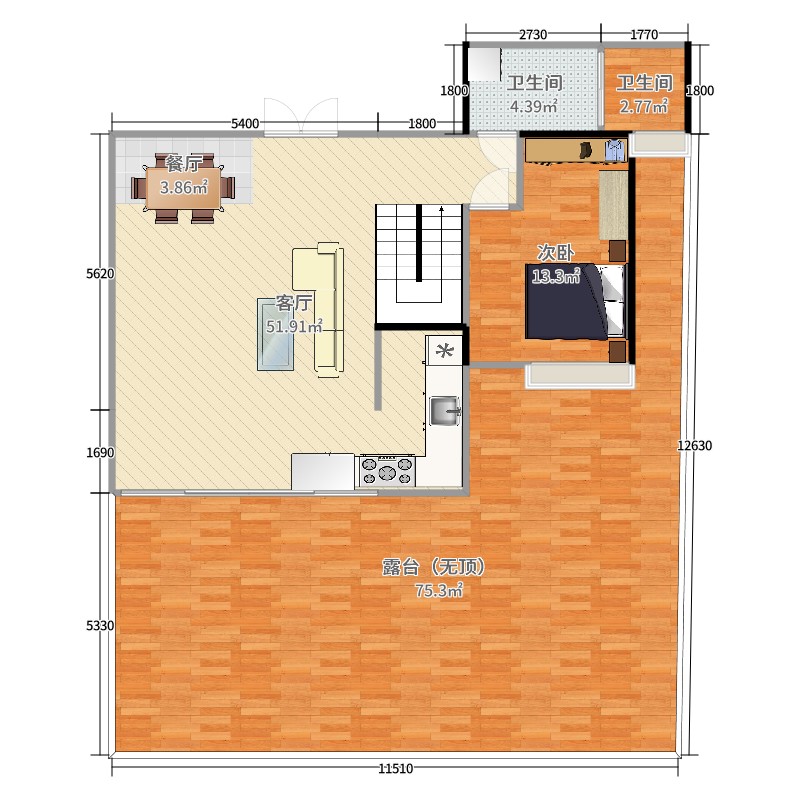 重庆 石柱财信城二期底楼洋房 户型图