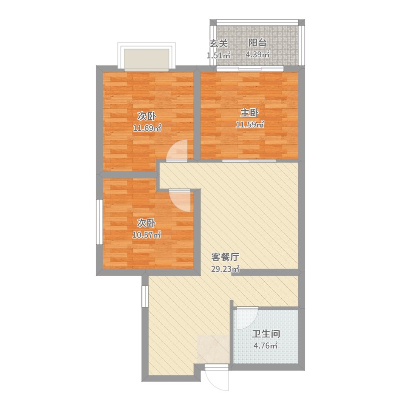 丰庆苑3室2厅1卫0厨92.00户型图