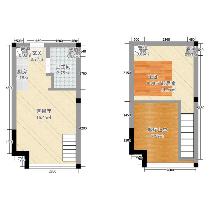 成华奥园广场三期0室2厅1卫0厨38.60㎡户型图