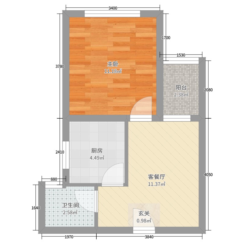 中国户型大全 南宁 仙葫苑 1室2厅1卫1厨 50㎡及以下  风力力挺 建筑