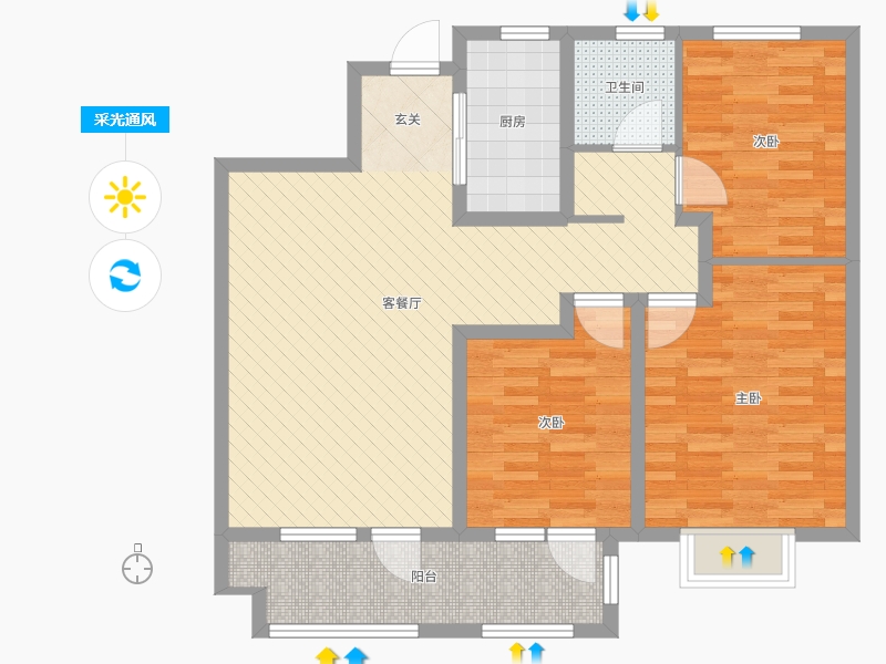 涌泰·澜湾3室2厅1卫1厨115.00㎡户型图