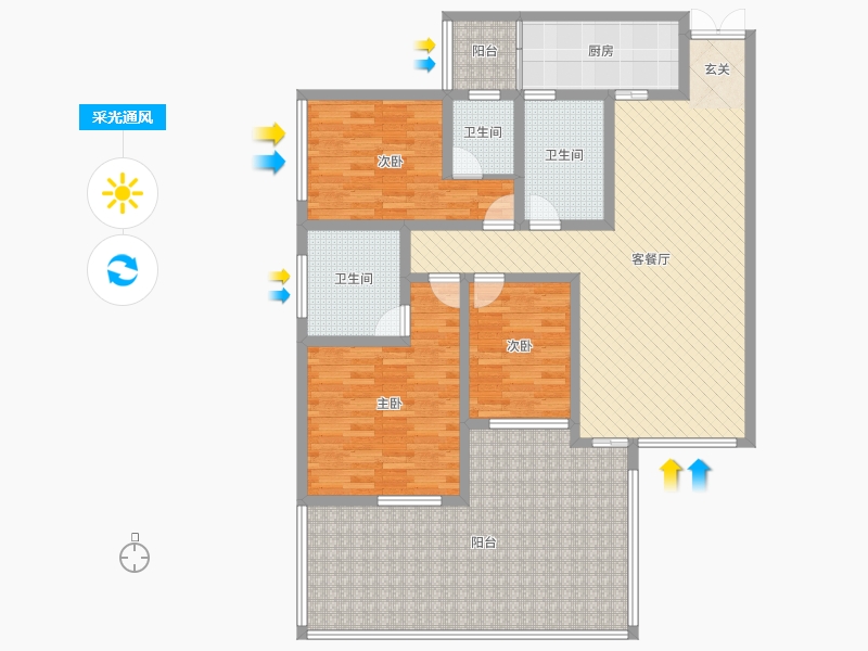 聚亿金融城3室2厅1卫1厨141.33㎡户型图