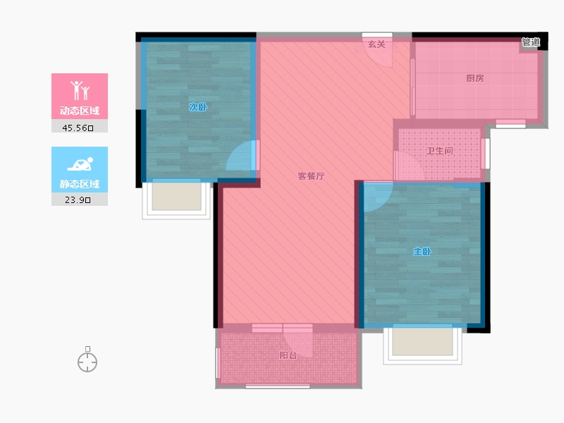 万丰丰泽园2室2厅1卫1厨76.00㎡户型图