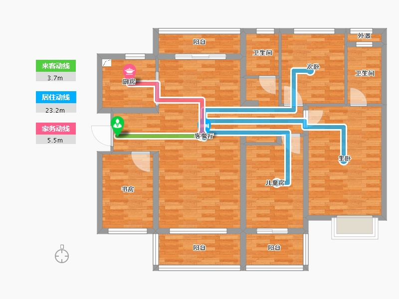昌建星悦城4室2厅2卫1厨132.00㎡户型图