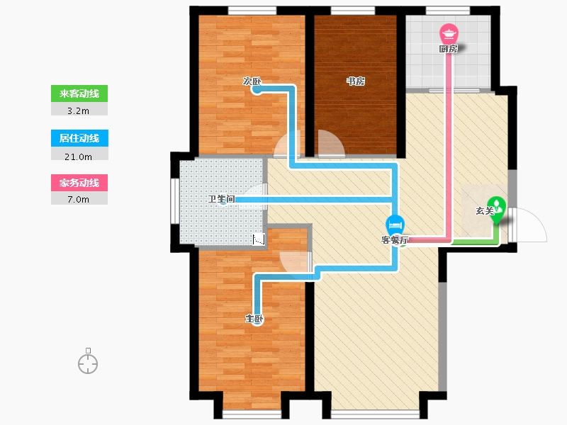 卓建尚品公馆览景高层3室2厅1卫1厨111.00㎡户型图