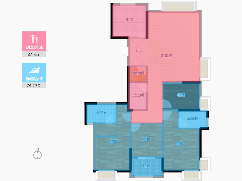 城投广场西区4室2厅3卫1厨165.00㎡户型图