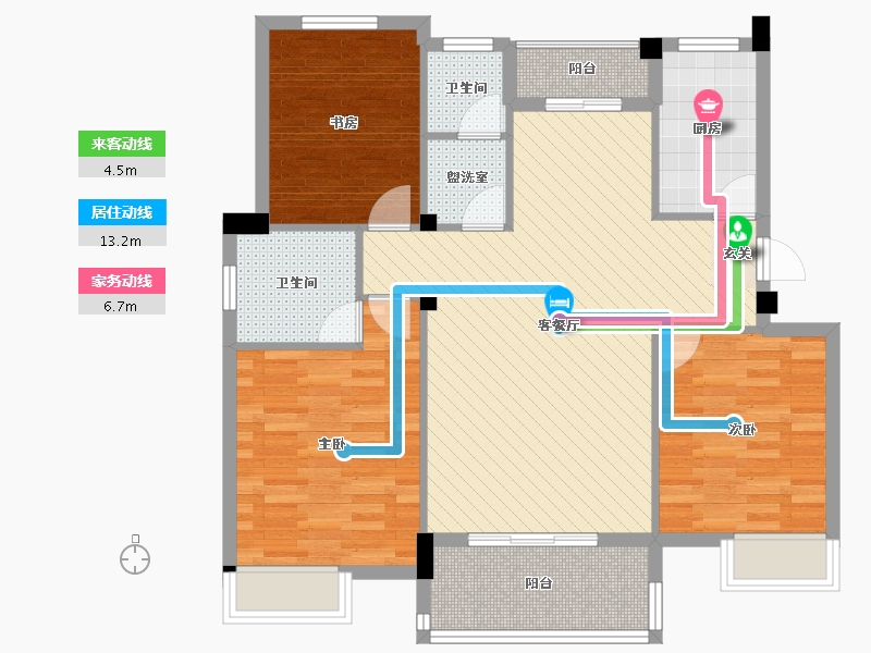 万丰丰泽园3室2厅2卫1厨118.00㎡户型图