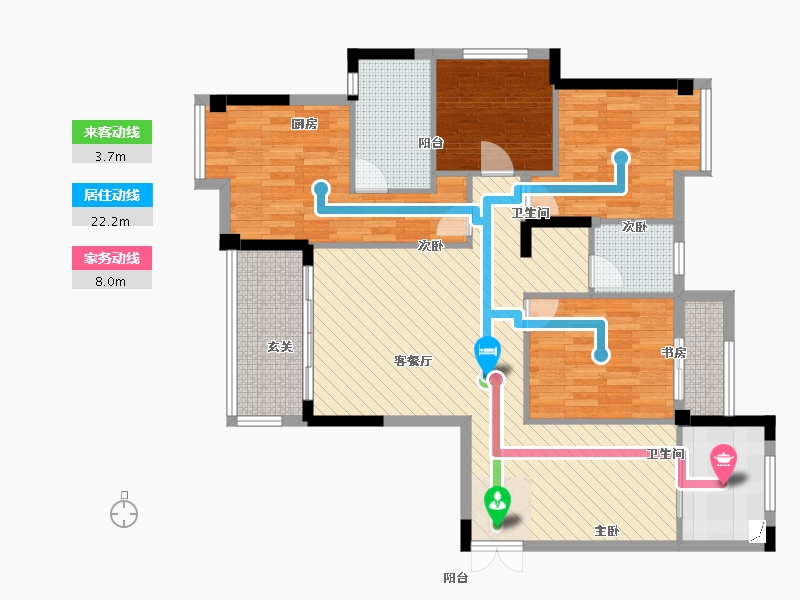 银湖国际4室2厅2卫1厨132.00㎡户型图