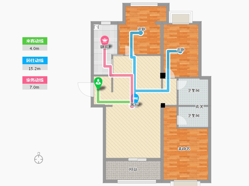 华府豪庭二期2室1厅2卫1厨136.00㎡户型图