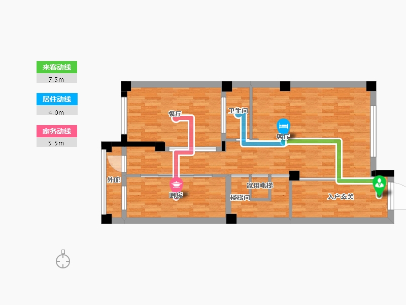 西安绿地城0室2厅1卫1厨104.00㎡户型图