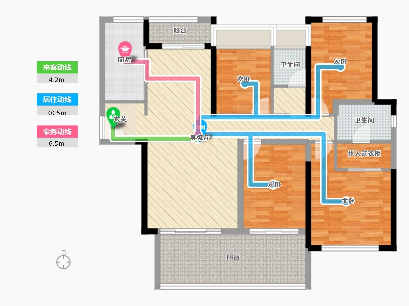 龙湾天元4室2厅2卫1厨141.00㎡户型图