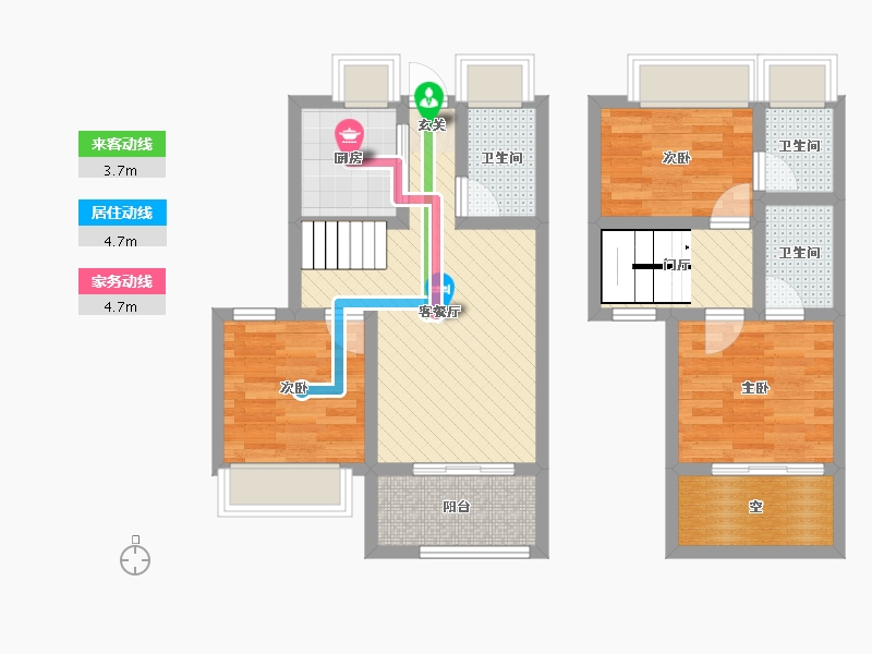 永泰碧桂园麓府3室2厅3卫1厨93.00㎡户型图