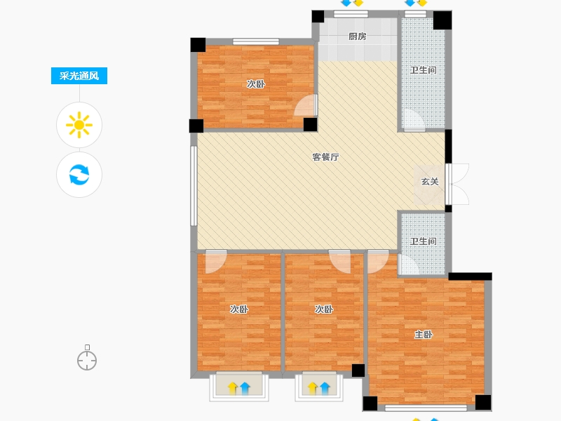 南郡天下天玺4室2厅2卫0厨155.00㎡户型图