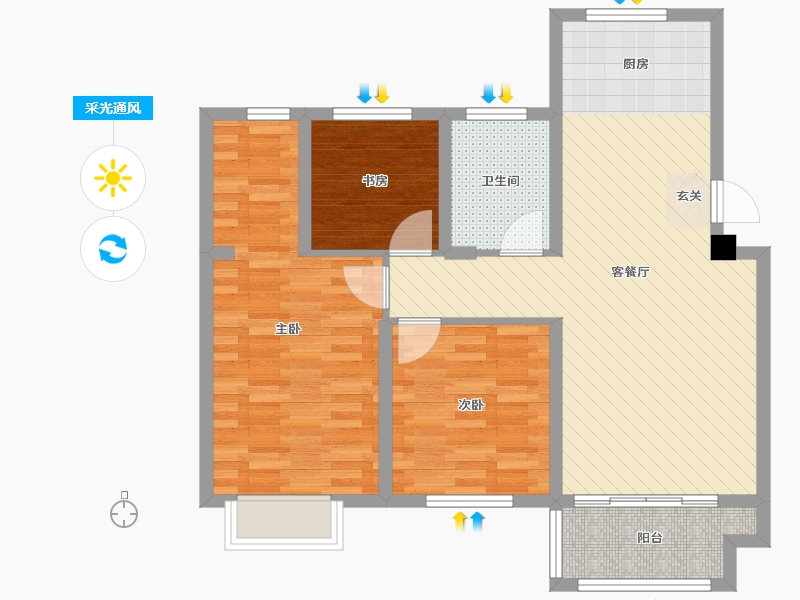 京华青庭3室2厅1卫0厨104.00㎡户型图