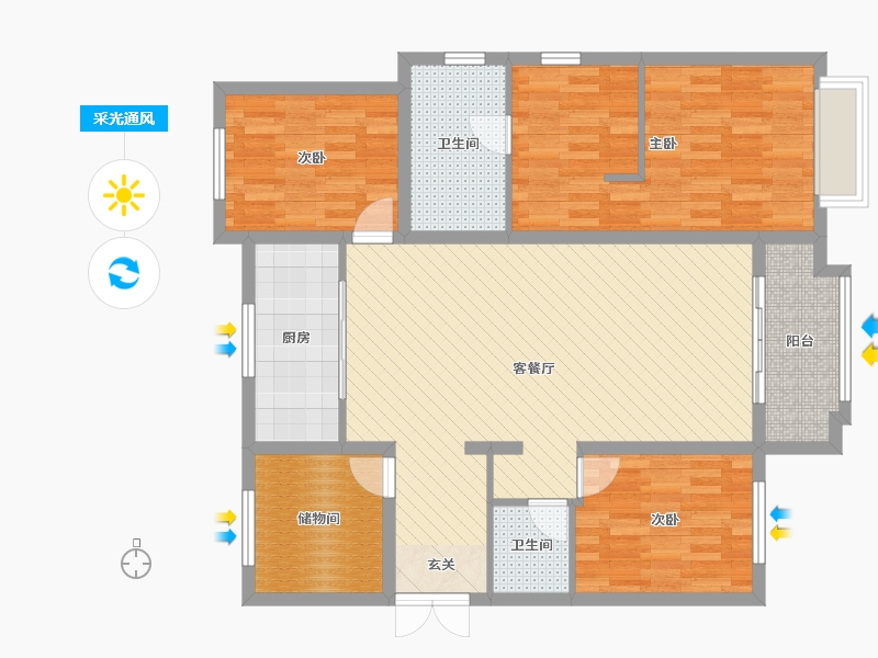 金隅南七里3室2厅2卫1厨139.00㎡户型图