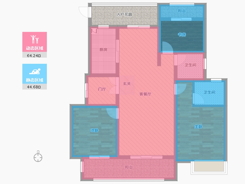 和顺嘉府3室2厅2卫1厨125.00㎡户型图