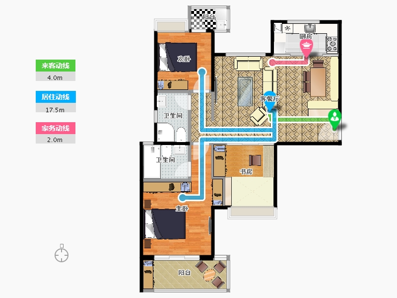 泰和家园3室2厅2卫1厨112.00㎡户型图