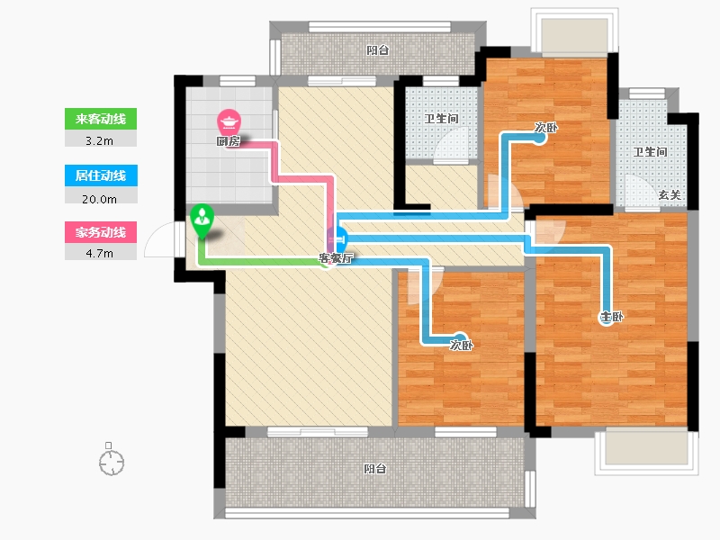 东湖雅居b3室2厅2卫1厨1.00户型图