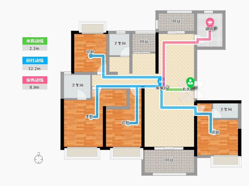 彝海北岸4室2厅3卫1厨171.00㎡户型图