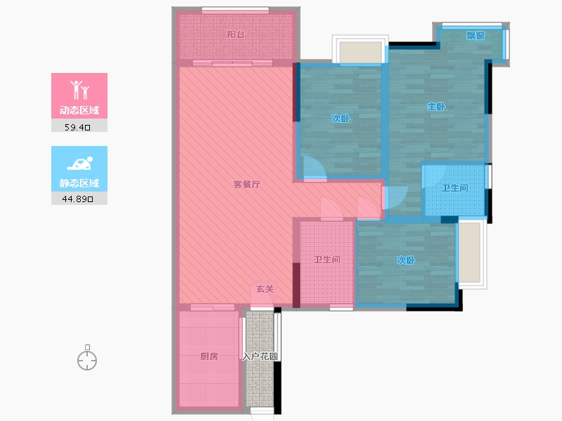 滨江尚郡二期3室2厅2卫1厨123.00㎡户型图