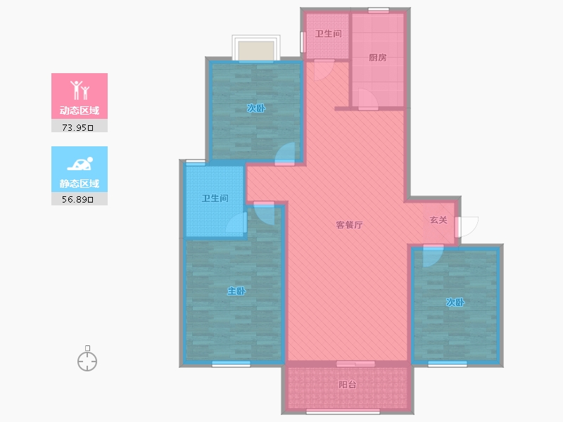 杨凌人才公寓3室2厅2卫1厨170.00㎡户型图