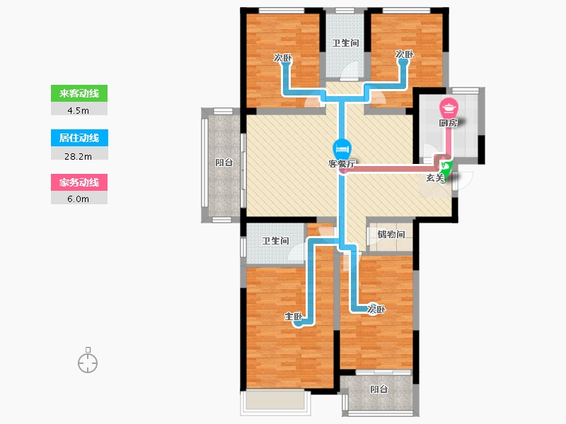 碧源月湖4室2厅2卫1厨144.00㎡户型图