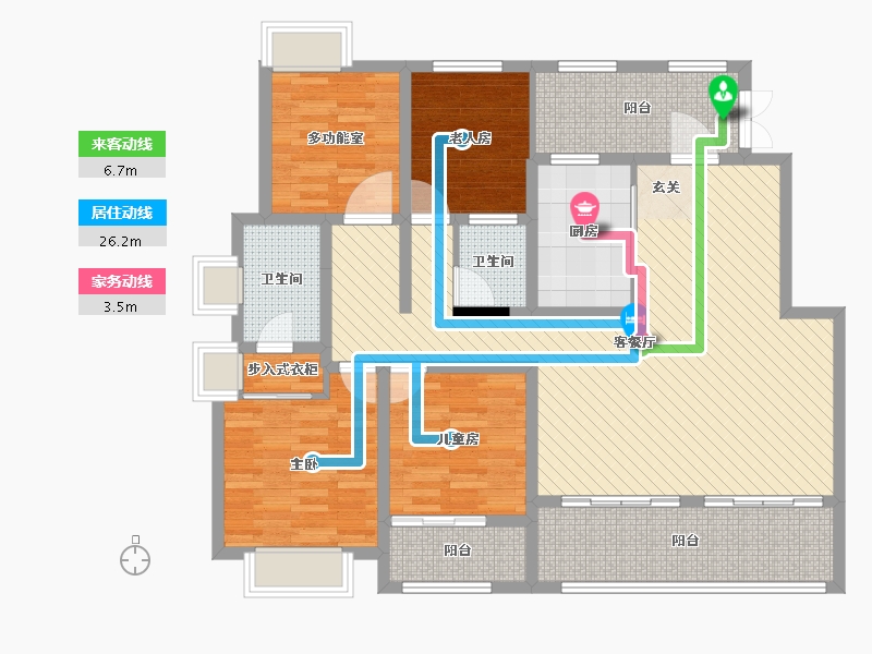 融创常州御园3室2厅2卫1厨153.00㎡户型图