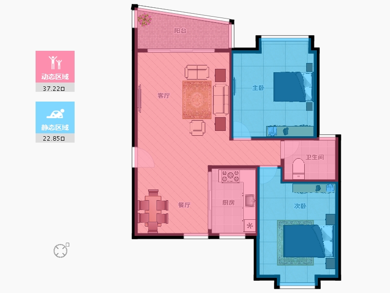 雅豪祥苑3栋5单元05032室1厅1卫1厨68.00㎡户型图