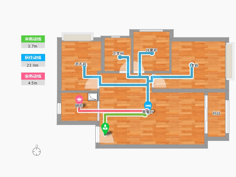 丰盛懿园3室2厅1卫1厨77.00㎡户型图