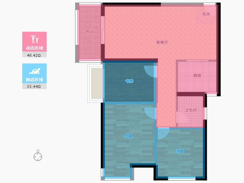 汇泉景悦城3室2厅1卫1厨88.00㎡户型图