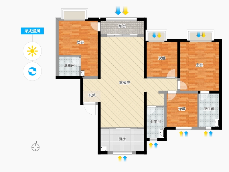 领地兰台府4室2厅3卫1厨171.00㎡户型图