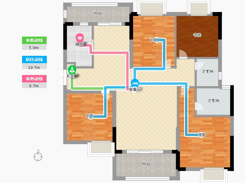 鑫远翡丽郡4室2厅2卫1厨130.00㎡户型图