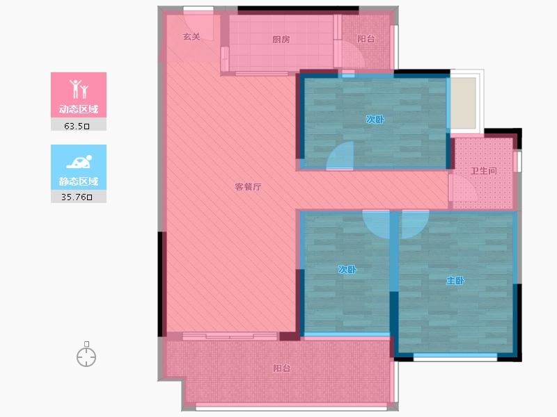 龙湾天元3室2厅1卫1厨111.00㎡户型图