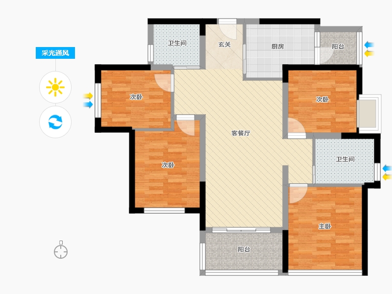 同森锦熙3室2厅2卫1厨117.00㎡户型图