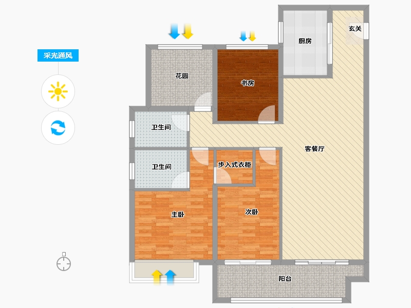 金坛新城金郡3室2厅2卫1厨143.00㎡户型图