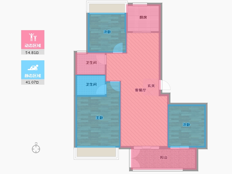 保利合景珑湾3室2厅2卫1厨110.00㎡户型图