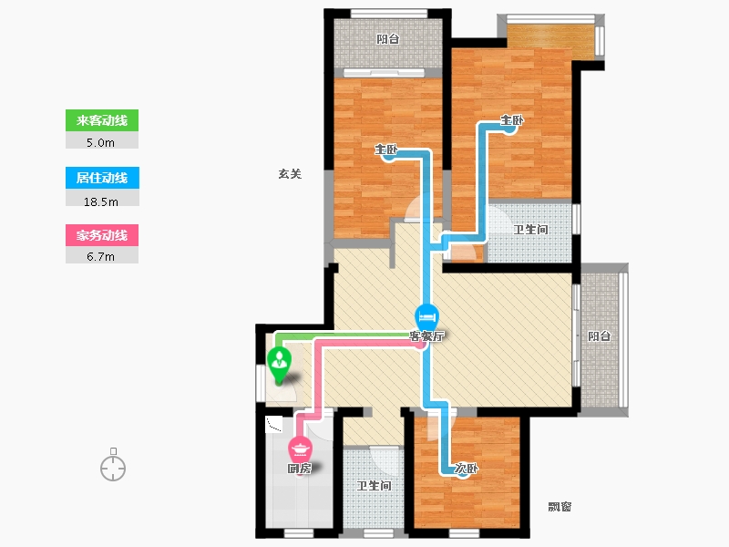 辰华丽都苑3室2厅2卫1厨114.00㎡户型图