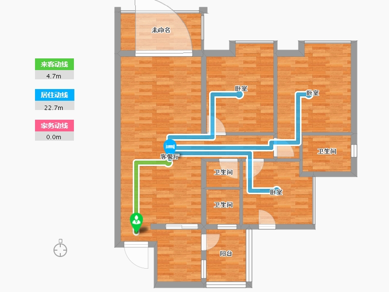 愉景雅苑0室2厅3卫0厨122.00㎡户型图