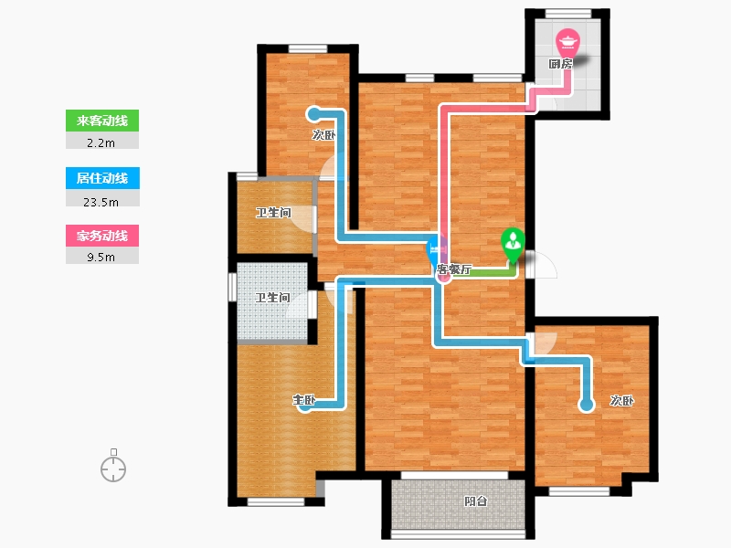 万和蓝山3室2厅2卫1厨160.00㎡户型图