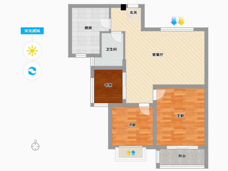 栖霞东方天郡3室2厅1卫1厨85.00㎡户型图