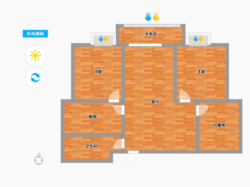 襄垣御景华府3室1厅1卫1厨136.00㎡户型图