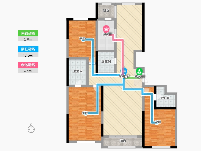 壹湖国际3室2厅3卫1厨199.00㎡户型图