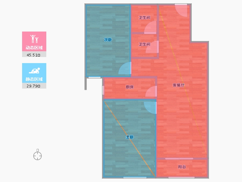 永靓家园2室2厅2卫1厨89.00㎡户型图