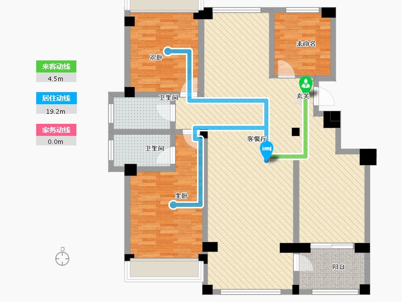 龙翔华府2室2厅2卫0厨122.00㎡户型图