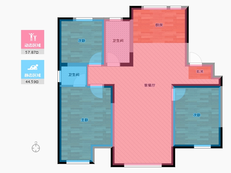 大港油田港西新城3室2厅2卫0厨120.00㎡户型图