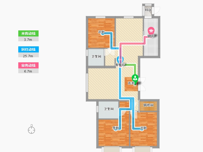 广华新城3室2厅2卫1厨120.00㎡户型图