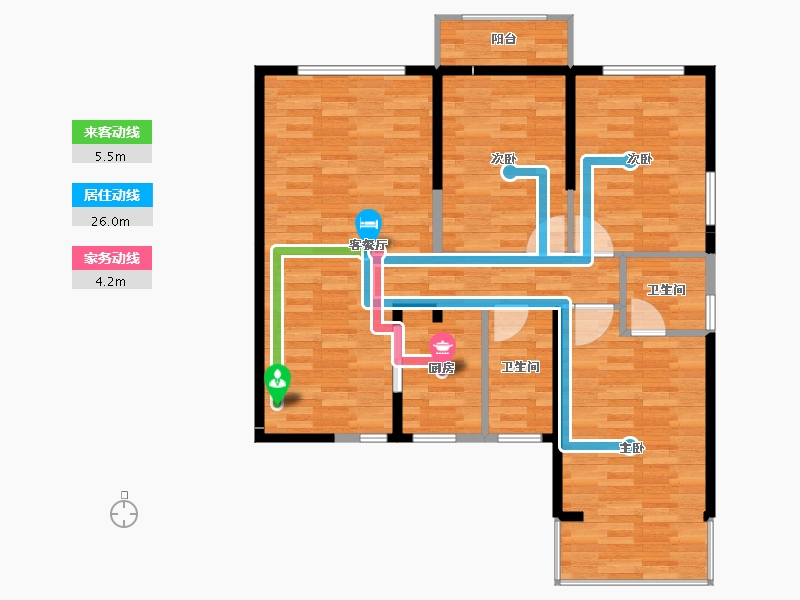 熙景苑3室2厅2卫1厨117.00㎡户型图