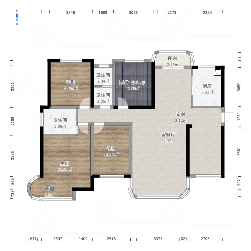 润和美郡(建设中)3室2厅3卫1厨143.00㎡户型图